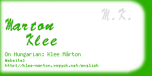 marton klee business card